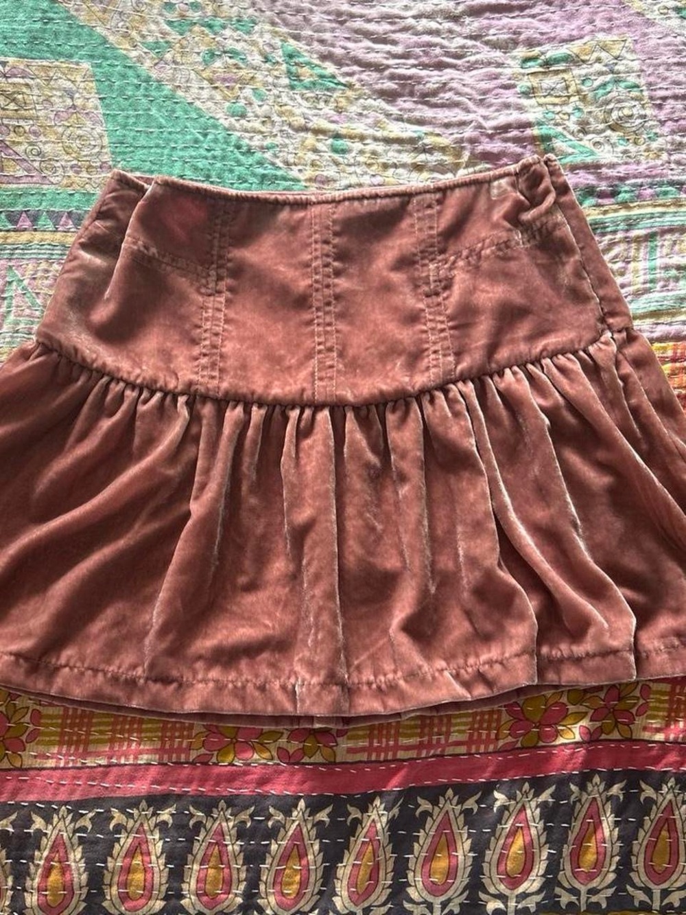 Free people velvet mini skirt